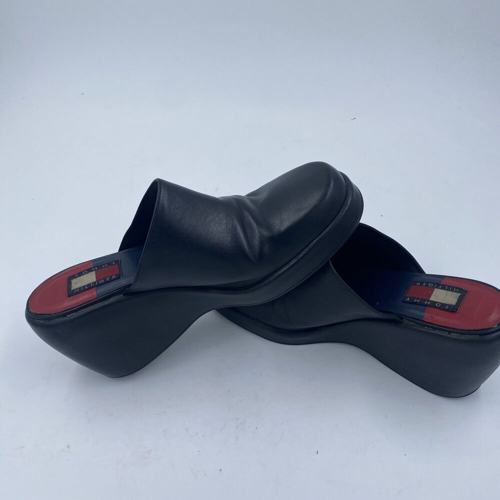 Vintage Y2K 90’s Tommy Hilfiger Slip On Chunky Leather Mules Women’s Size 8.5M